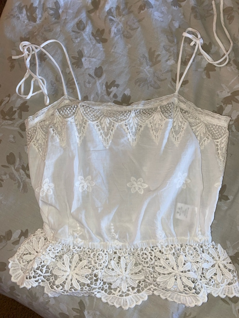 Astr White Lace-Trim Camisole